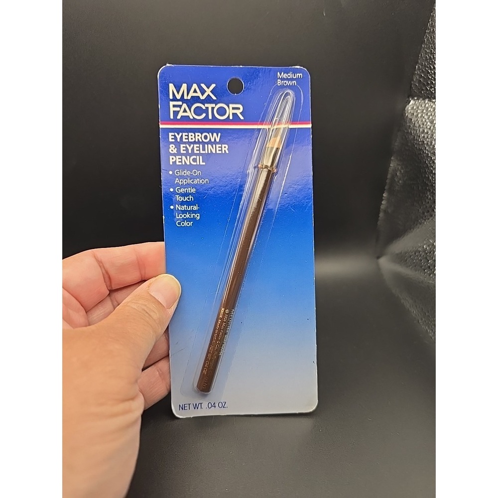 Max Factor eyebrow & eyeliner pencil *MEDIUM BROWN, .04 oz, NOS